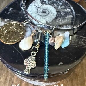 Charm Bracelet with Mixed Charms hematite amazonite